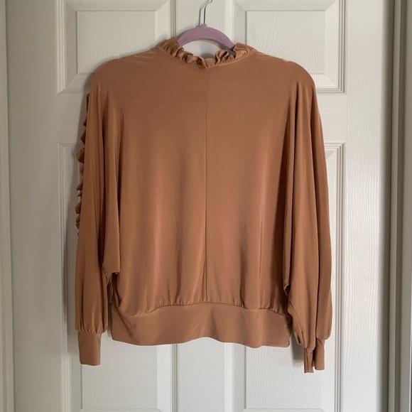 Express Tan Ruffle Sleeve Blouse - small - Picture 2 of 4